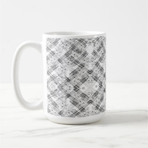 Caneca De Café Padrão Geométrico Floral Preto e Branco Moderno