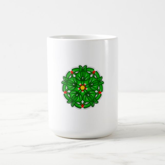 Caneca De Café Padrão Geométrico Floral Verde (Centro)