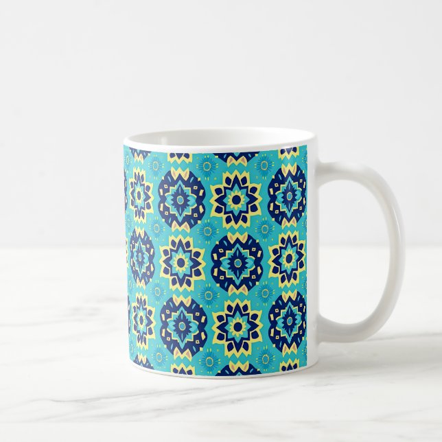 Caneca De Café Padrão Geométrico Floral Vibrante Boho Chic (Direita)
