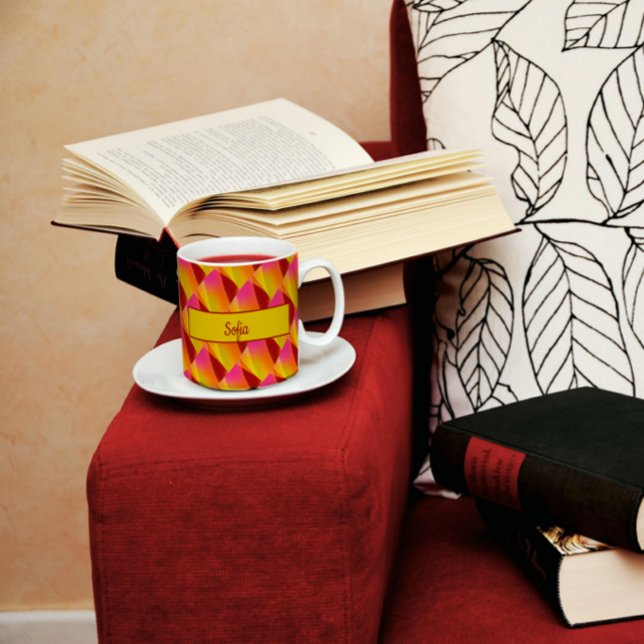 Caneca De Café Padrão geométrico fuchsia Mug (Criador carregado)