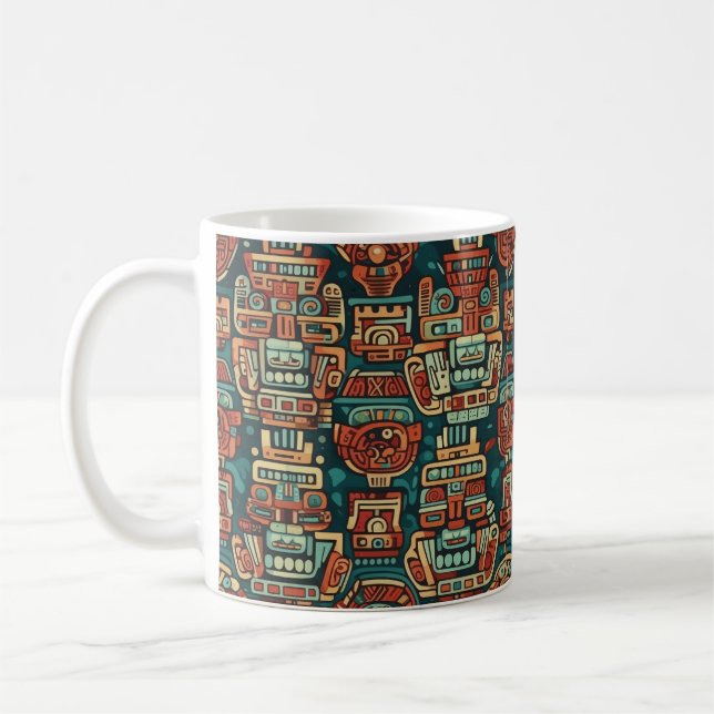 Caneca De Café padrão geométrico inspirado em Maya (Esquerda)