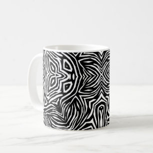 Caneca De Café Padrão geométrico moderno abstrato preto e branco