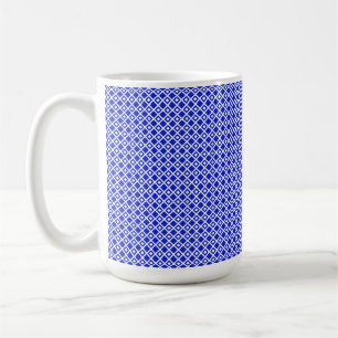 Caneca De Café Padrão Geométrico Moderno de Diamantes em Azul e B