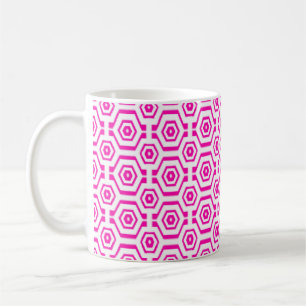 Caneca De Café Padrão Geométrico Moderno Hexágonos Rosa Quente Br