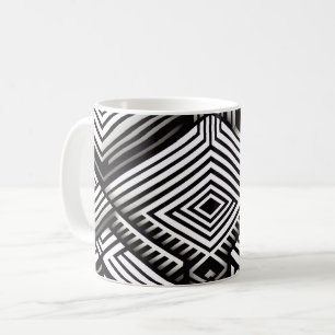 Caneca De Café Padrão Geométrico Monocromático Abstrato Moderno e