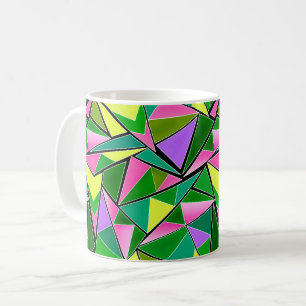 Caneca De Café Padrão geométrico multicolorido brilhante de néon