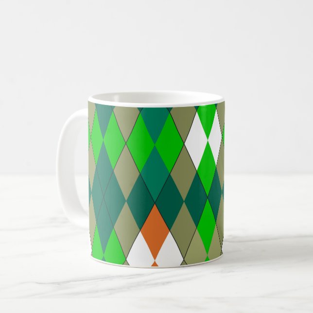 Caneca De Café Padrão geométrico multicolorido romboides minimali (Frente Esquerda)