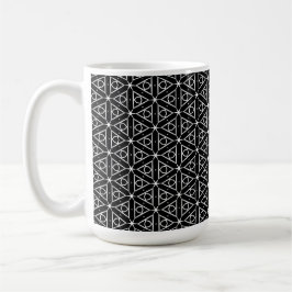 Caneca De Café Padrão Geométrico Preto Branco e Prata