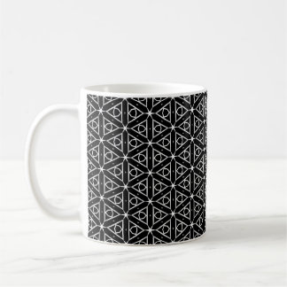 Caneca De Café Padrão Geométrico Preto Branco e Prata