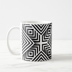 Caneca De Café Padrão geométrico. Preto & Branco. Quadrados e rua