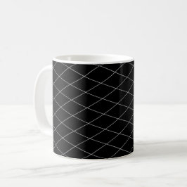 Caneca De Café Padrão Geométrico Preto de Stripes Diagonais Branc