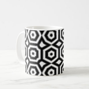 Caneca De Café Padrão geométrico preto e branco
