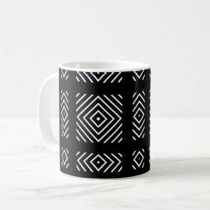 Caneca De Café Padrão geométrico preto e branco Ama