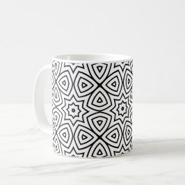Caneca De Café Padrão Geométrico Preto e Branco Moderno
