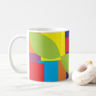 Caneca De Café Padrão Geométrico Quadrado Abstrato Colorido