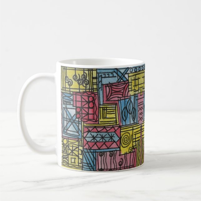Caneca De Café Padrão Geométrico Quirky-Modern Bauhaus (Esquerda)