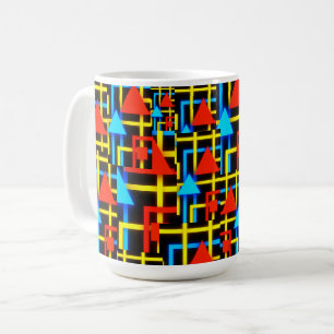 Caneca De Café Padrão Geométrico Retrô