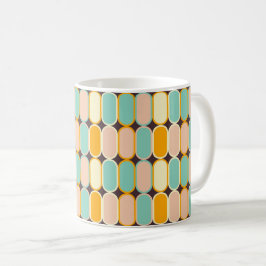 Caneca De Café Padrão geométrico retrô com ovais verticais