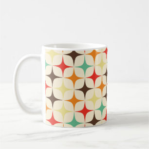 Caneca De Café Padrão Geométrico Retroativo das Estrelas Colorida