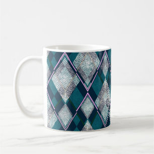 Caneca De Café Padrão Geométrico Rhombic Turquoise Sem Vista
