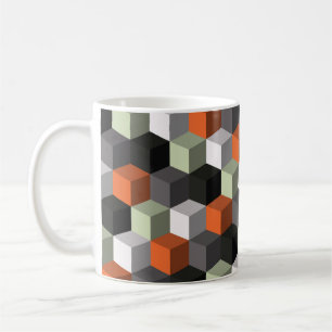 Caneca De Café Padrão geométrico sem costura com cubos e volume