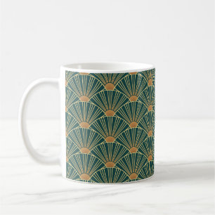 Caneca De Café Padrão geométrico sem costura com linhas de ouro.