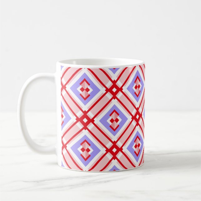 Caneca De Café Padrão geométrico sem costura com quadrados (Esquerda)