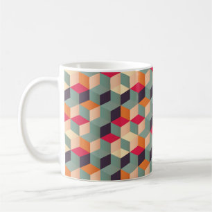 Caneca De Café Padrão geométrico sem costura com quadrados colo