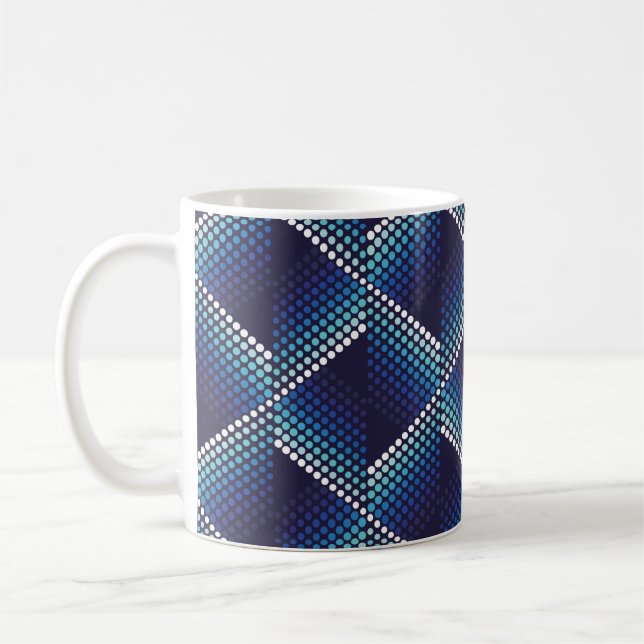 Caneca De Café Padrão geométrico sem costura ondulada com pontos  (Esquerda)