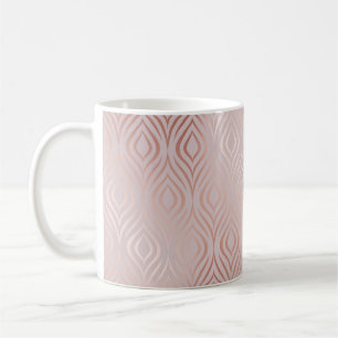 Caneca De Café padrão geométrico sem costura rosa gold