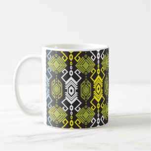 Caneca De Café Padrão Geométrico Songket Tenun sem costura com