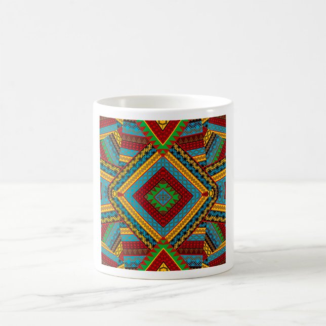 Caneca De Café Padrão Geométrico Tribal Negrito Boho Étnico Color (Criador carregado)