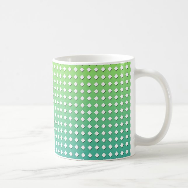 Caneca De Café Padrão Geométrico Turquesa Amarelo Diamantes (Direita)