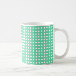 Caneca De Café Padrão Geométrico Verde Menta e Branco Fofo