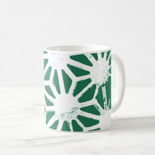 Caneca De Café Padrão geométrico verde-sábado e branco