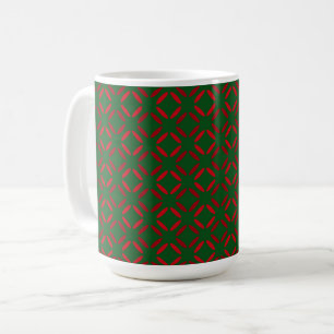 Caneca De Café Padrão geométrico vermelho e verde de Natal.
