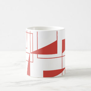 Caneca De Café Padrão geométrico vermelho, moderno, dinâmico e de