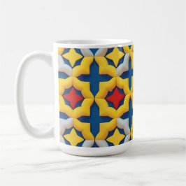 Caneca De Café Padrão Geométrico Vibrante com Cores Intensas