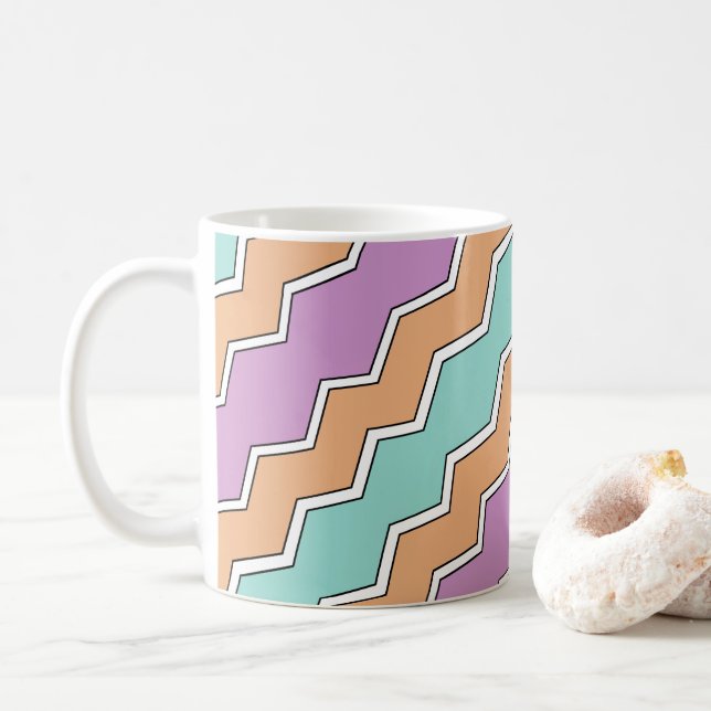 Caneca De Café Padrão Geométrico ZigZag (Com Donut)