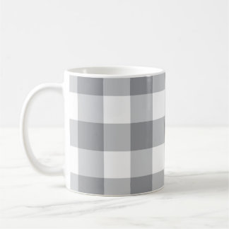 Caneca De Café Padrão Gingham da Cinza