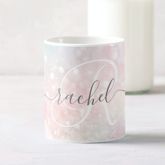 Caneca De Café Padrão Girly De Pastel Com Glama Rosa (Criador carregado)