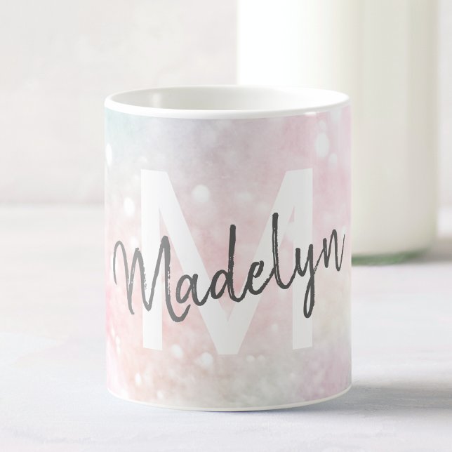 Caneca De Café Padrão Girly De Pastel Com Glama Rosa (Criador carregado)