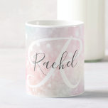 Caneca De Café Padrão Girly De Pastel Com Glama Rosa<br><div class="desc">Personalize facilmente este padrão bonito de brilho do boque rosa com seu nome personalizado e/ou monograma.</div>