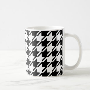 Caneca De Café Padrão Grande do Houndstooth BW