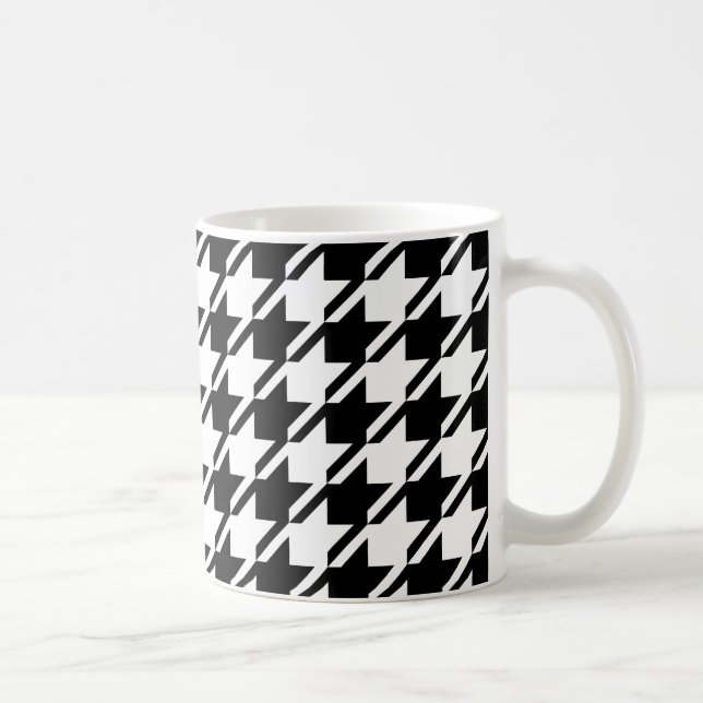 Caneca De Café Padrão Grande do Houndstooth BW (Direita)