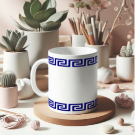 Caneca De Café Padrão grego minimalista personalizável II