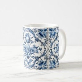 Caneca De Café Padrão Holandês Blue Tulip