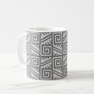 Caneca De Café Padrão Ikat Aztec - Sombras de Cinza / Cinza