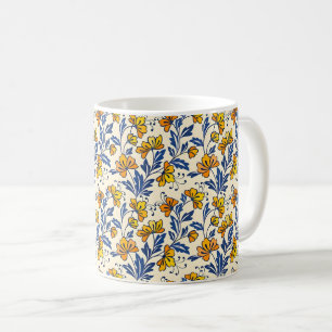 Caneca De Café Padrão Impressionante e Sem Costura de Flores e Fo
