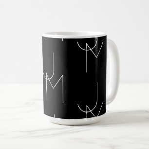 Caneca De Café Padrão Inicial 2 Moderno   Preto e Branco